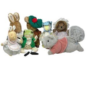 EDEN Peter Rabbit Lot 7 Plush Squirrel Frog Duck Hedgehog Beatrix Potter Vintage